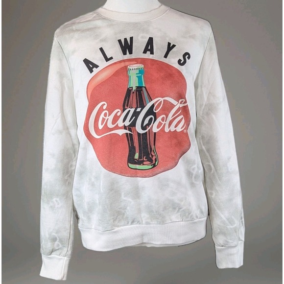 Coca Cola Tie Dye Sweatshirt Small Vintage-Inspired White Gray Crewneck Retro - Picture 1 of 6
